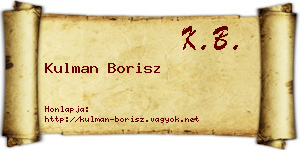 Kulman Borisz névjegykártya